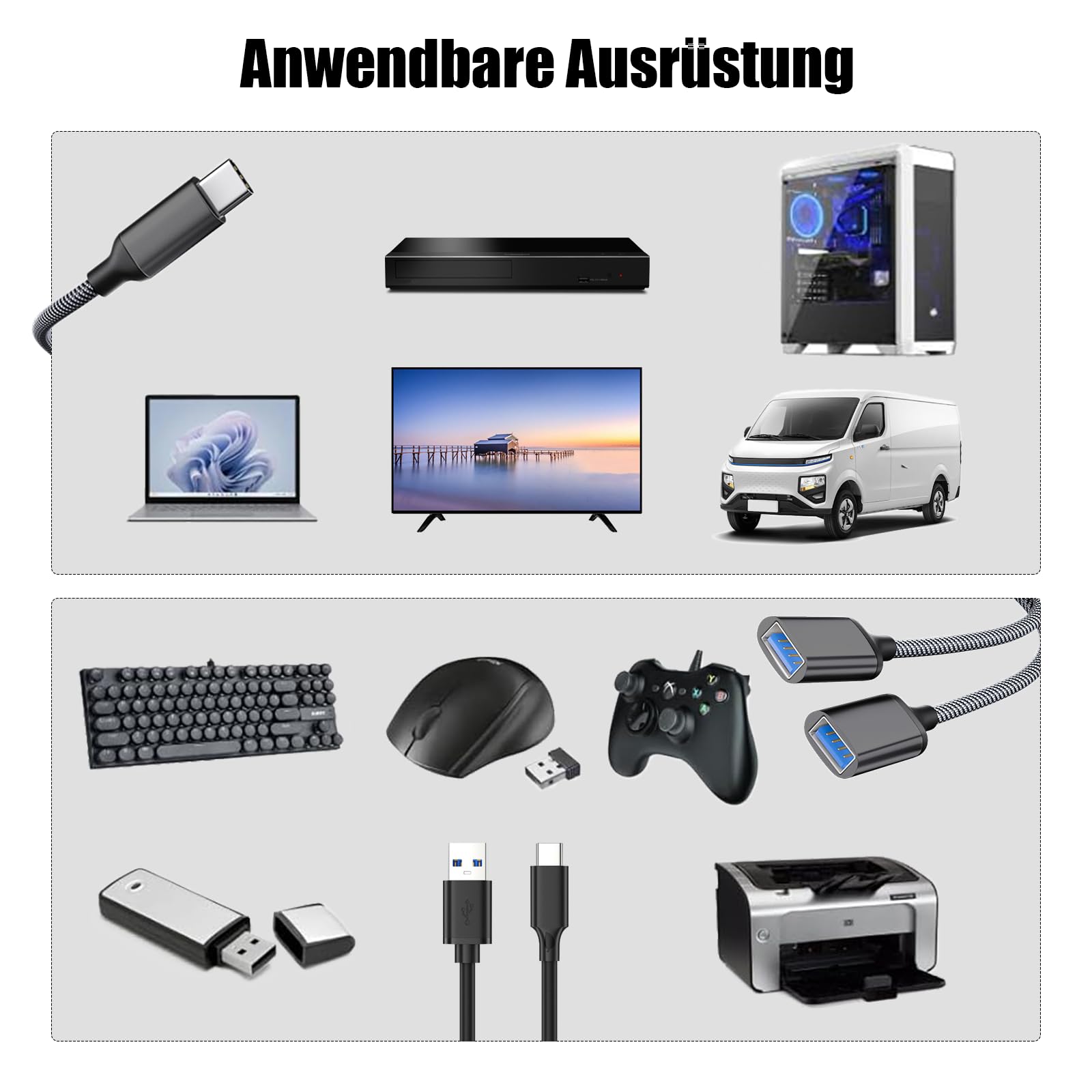 Rozdzielacz Powice US B C na 1 do 2 USB 2.0, rozdzielacz 10 W, akumulator B C 1 na 2, adapter OTG do rozszerzenia USB C
