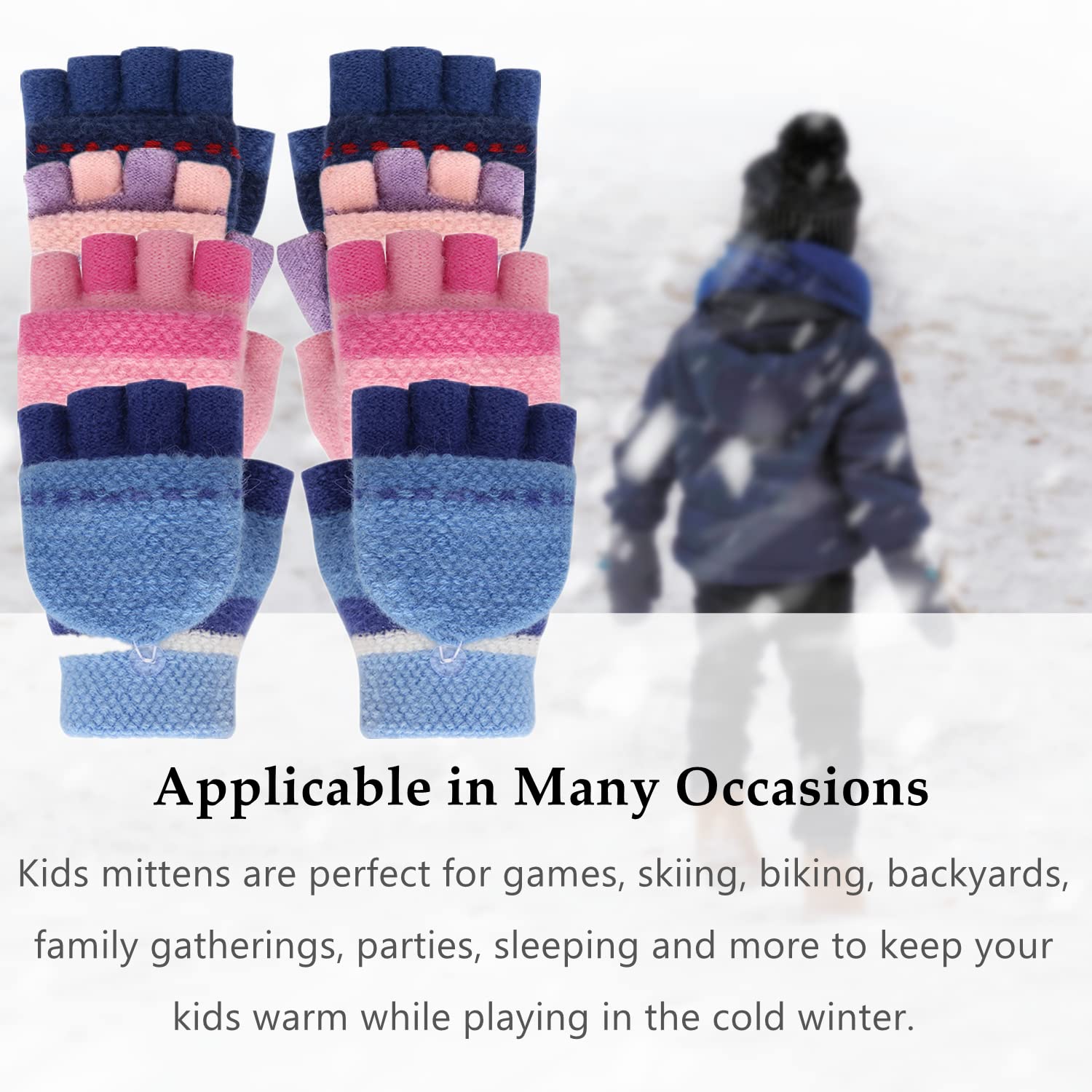 Kinder Flip Top Winter Herbst Handschuh Halbfinger Handschuhe Warmer Vollfinger Handschuhe Thermo Fäustlinge Handschuhe Fäustlinge Ski Snowboard Handschuhe für 3-10J Baby Mädchen Jungen Kleinkind Fashion