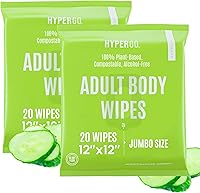 Vista 21 de Toallitas corporales HyperGo XL para mujeres y hombres – 30.5 cm x 30.5 cm Toallitas de limpieza corporal completas sin enjuague, 20