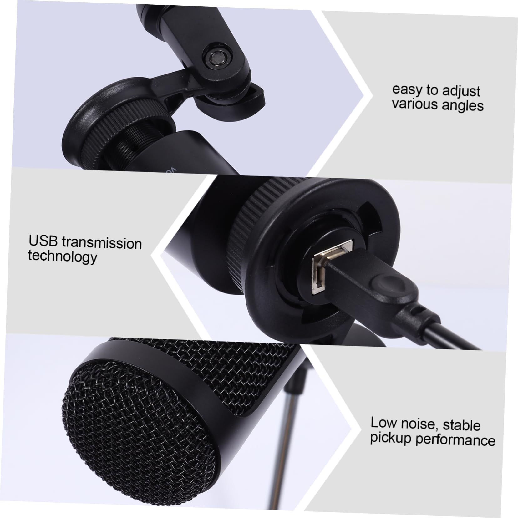 USB Kondensator Mikrofon für Aufnahme mit Lautstärkeregler Plug Play Kompatibel mit Inkl Adapterring und Tischstativ Stabil und Einfach Verstellbar Schwarzes Gaming Mikrofon