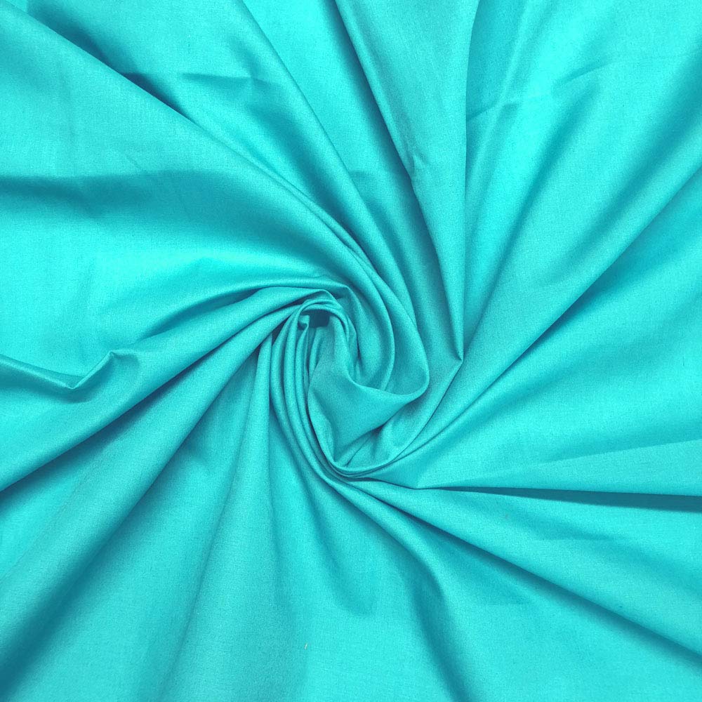 Plain Coloured Polycotton Fabric by The Metre 114cm Wide 46 Colours with Discounts - Colour 17 - Turquoise - ONE METRE
