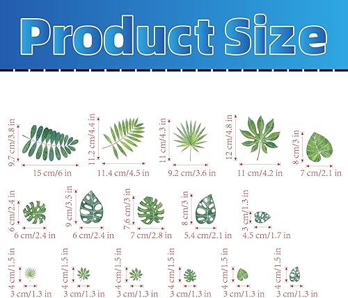 Miniatura 2 de Calcomanías de pared de hojas, calcomanías de vinilo para pared, calcomanías de plantas tropicales para oficina, dormitorio, sala de estar, aula,