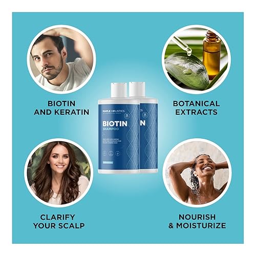 Miniatura 5 de Champú voluminizador de biotina para cabello fino - Champú de cabello fino con queratina de romero y aceites esenciales para el cuidado del cabello