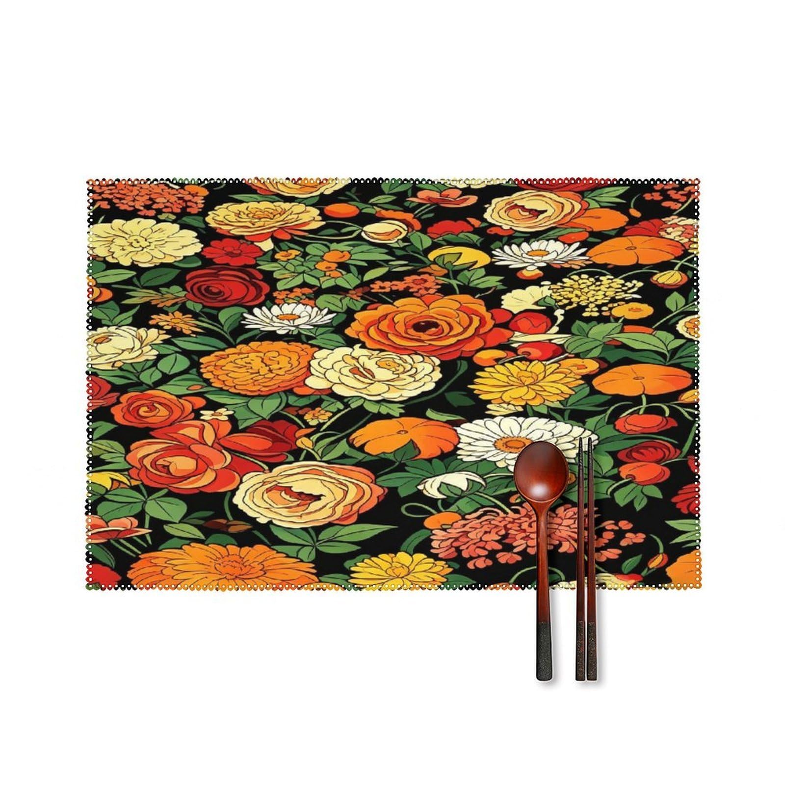 Fekiloot Style Vintage Floral Placemats Set Of 6,Table Mat