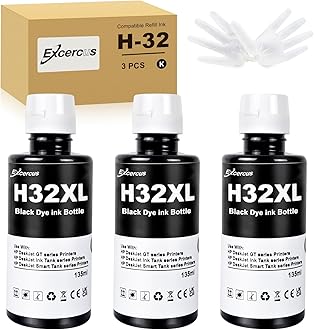 3Pack Ink Bottle 31 32XL 32 XL Compatible with HP Smart Tank 5000 5101 7301 6001 7602 5101 7001 551 555 651 455 457 450 Printers (135ML 32XL Black Ink)