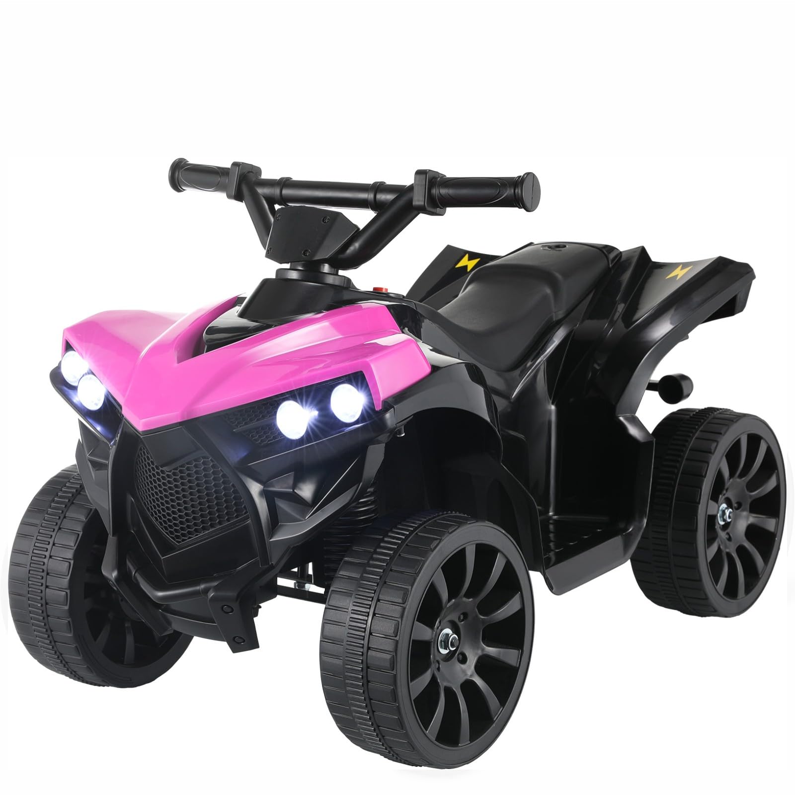 TLSUNNY 6V Kids Ride On Toy, ATV 4 Wheeler for Toddler, Electric Quad Play Car with Music, Headlights, Pedal Accelerator, Anti-Skid Tires, Indoor Outdoor Playroom for Boys Girls (Pink)