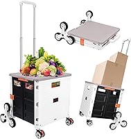 Vista 15 de Carrito de utilidad plegable, cajón portátil plegable, carritos rodantes con ruedas, cesta de transporte con tapa magnética, cubierta telescópica