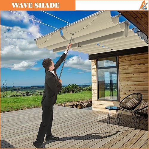 Miniatura 5 de AwnPro Toldo retráctil de 4 x 12 pies, vela retráctil de cuerda deslizante, toldo de pérgola de repuesto para jardines, patios, terrazas y cenadores