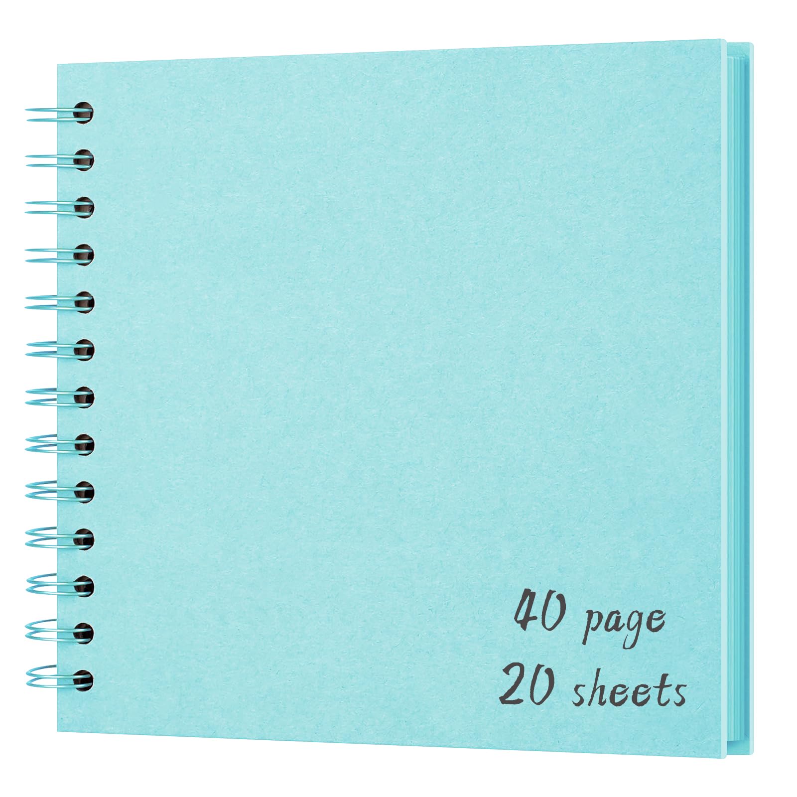 DIY Scrapbook Album 7x7 Zoll - Hardcover Kraftpapier Fotobuch Blanko Memory Scrap Book für DIY Handwerk, Hochzeit, Jubiläum, 40 Seiten (20 Blatt), Blau