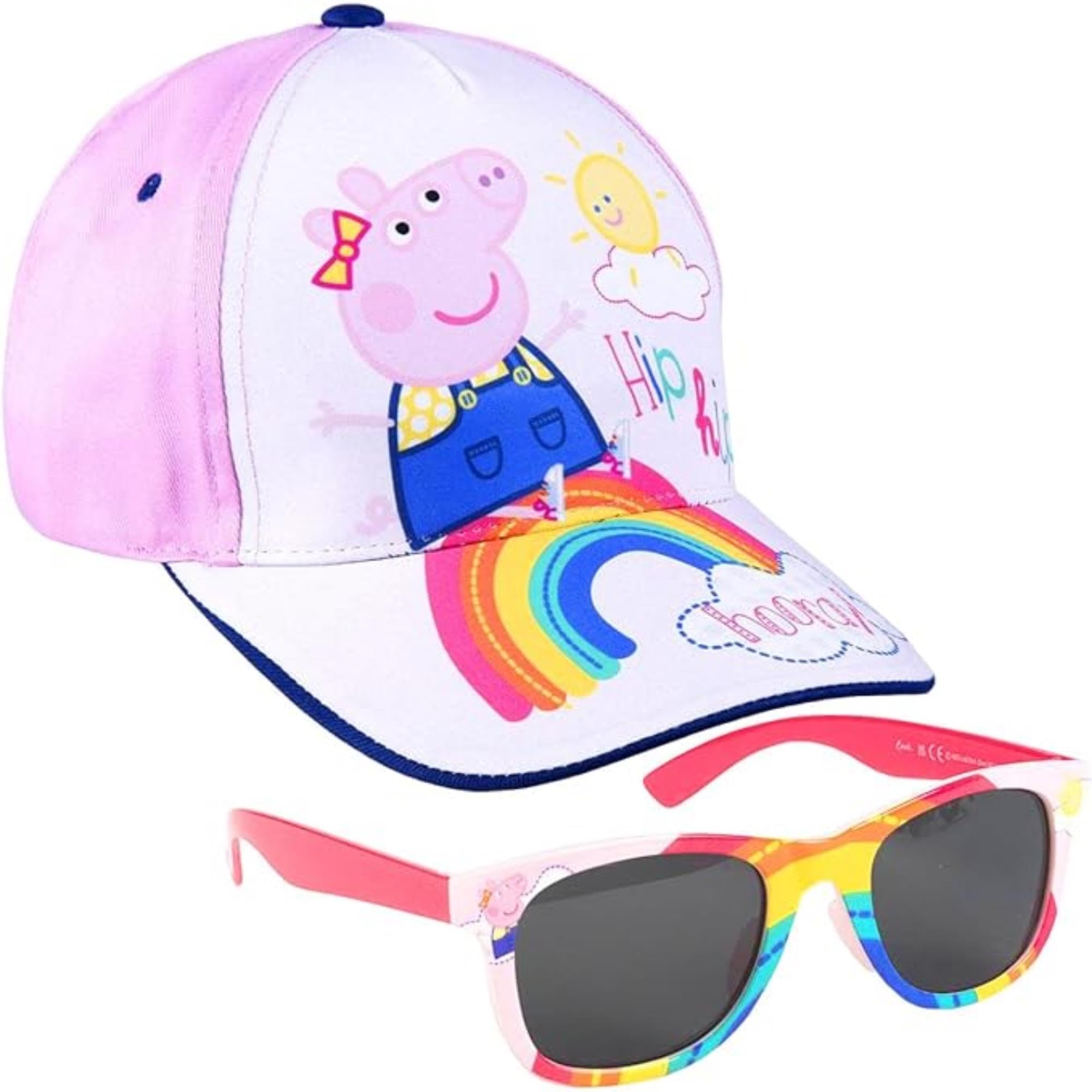 Peppa Pig Sunglasses and Cap Set - Size 2 to 5 Years - UV 400 Protection and Filter Category 3 - Children's Cap with Adjustable Velcro - Original Product Designed in Spain, multicoloured, Talla única,