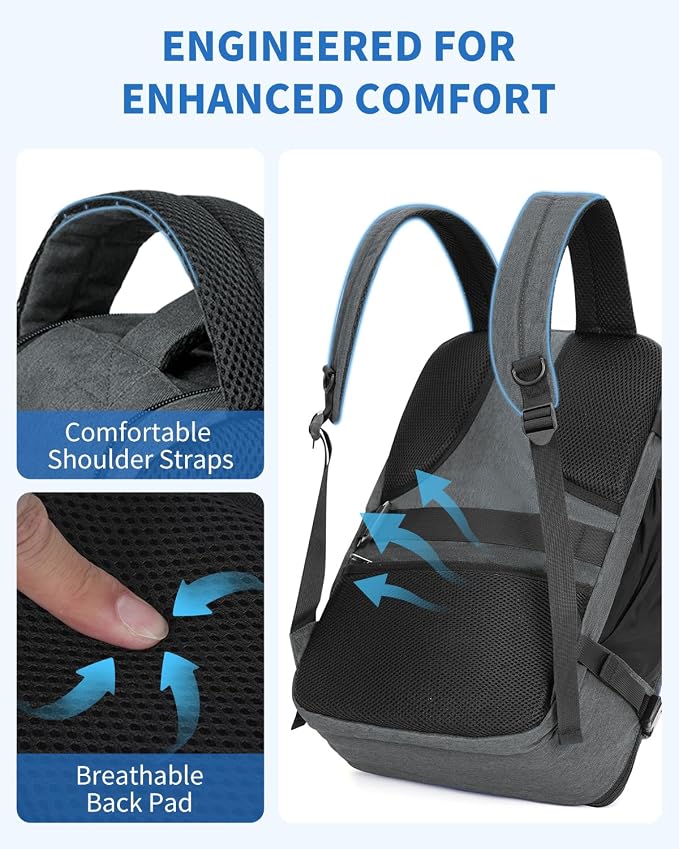 Mochila de viaje WANDF para portátil 17 pulg gris miniatura 7