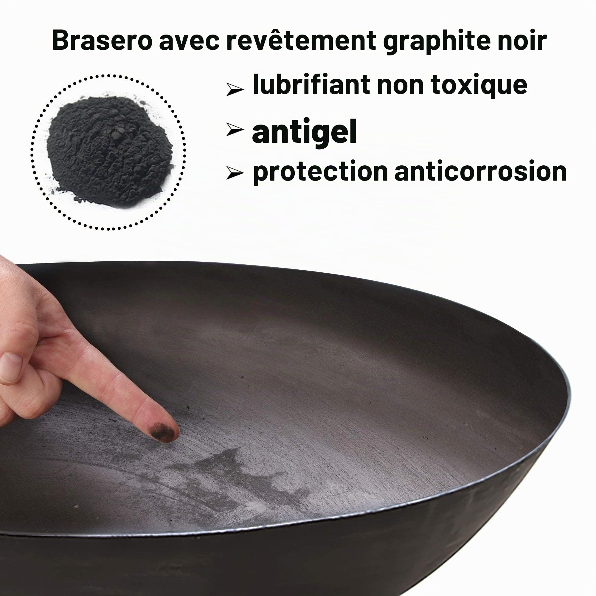 Köhko Brasero Marbela-XL env. 55 x 55 x 23 cm en Acier avec 3 Pieds pour Barbecue, Barbecue, Camping, merveilleuses soirées sur la Plage, Jardin, Cour, terrasse, Gillabend