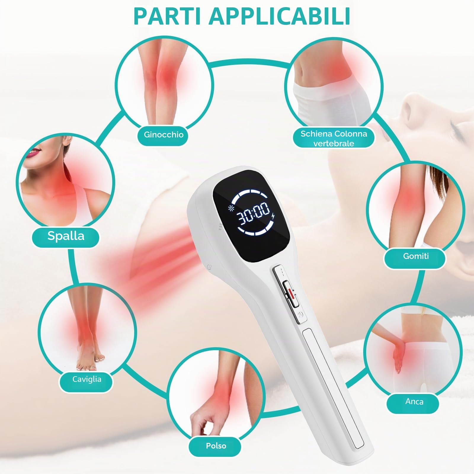Dispositivo per terapia laser a freddo per esseri umani, (4 x 808 nm + 14 x 650 nm) terapia a luce rossa per alleviare il dolore del corpo, terapia laser per articolazioni, schiena, ginocchia, uso
