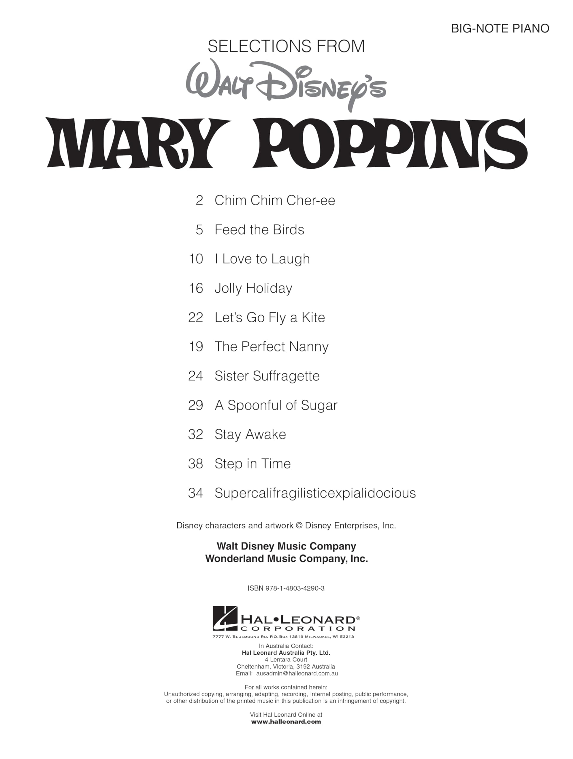Mary Poppins – Big Note Piano Songbook | 11 Classic Songs from the Disney Movie with Easy Arrangements and Lyrics | Hal Leonard Sheet Music for Beginners and Advanced Players