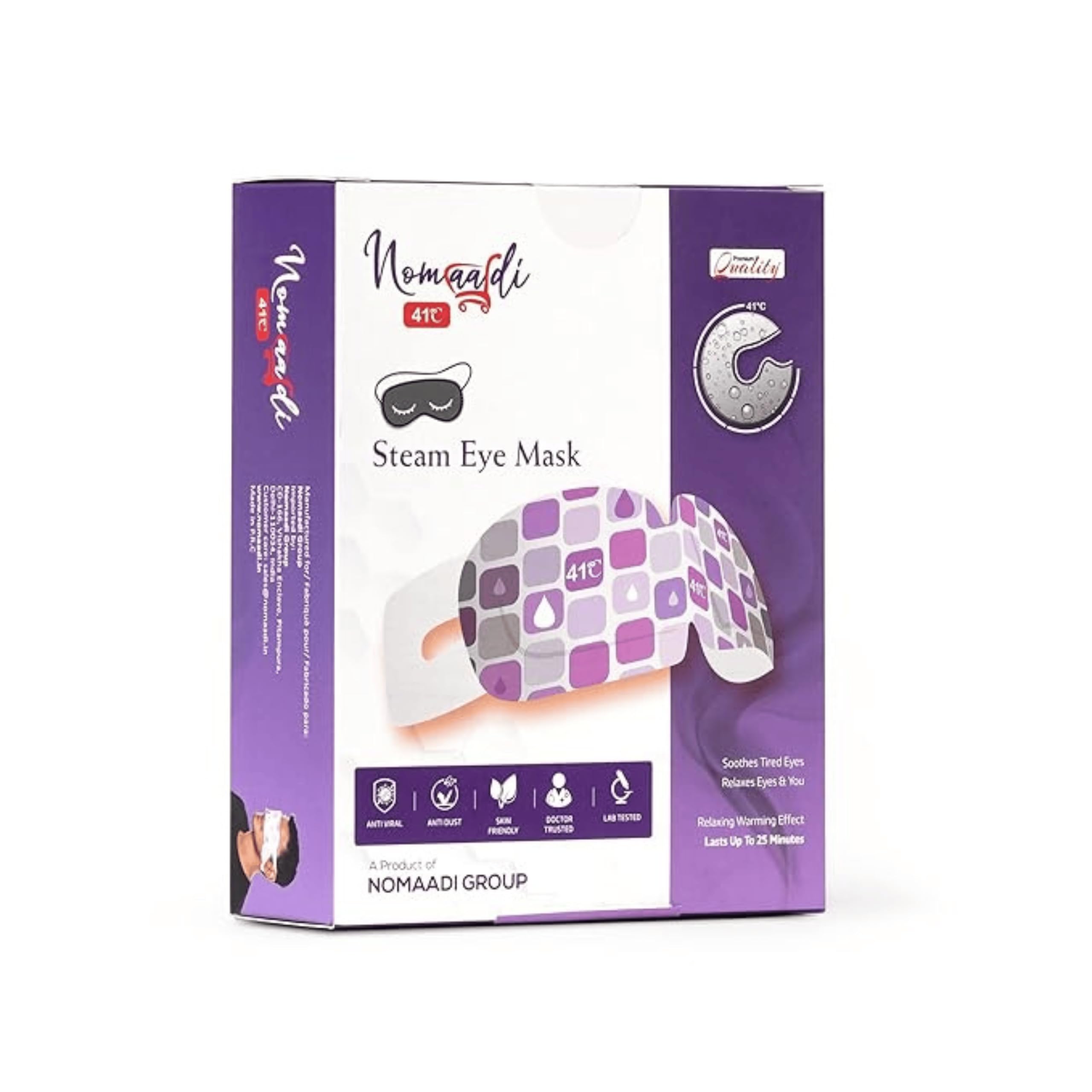 NOMAADI Self-Heating Steam Eye Mask (6 Piece -Pack of 1)– Heated Disposable Eye Masks for Dry Eyes, Puffiness, Dark Circles & Eye Fatigue, Fragrance-Free, Travel-Ready Relaxation