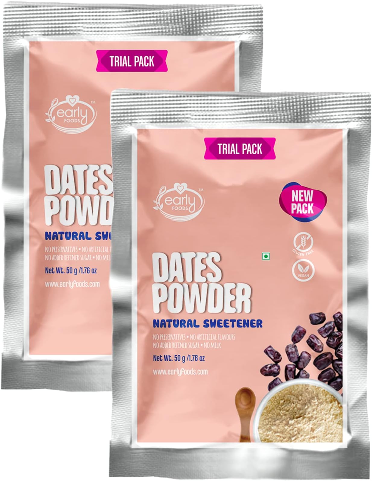 Early Foods - Pack of 2 (Trial Pack) - Dry Dates Powder - Natural Sweetener 50g x 2 | Dates Powder for kids | Date sugar