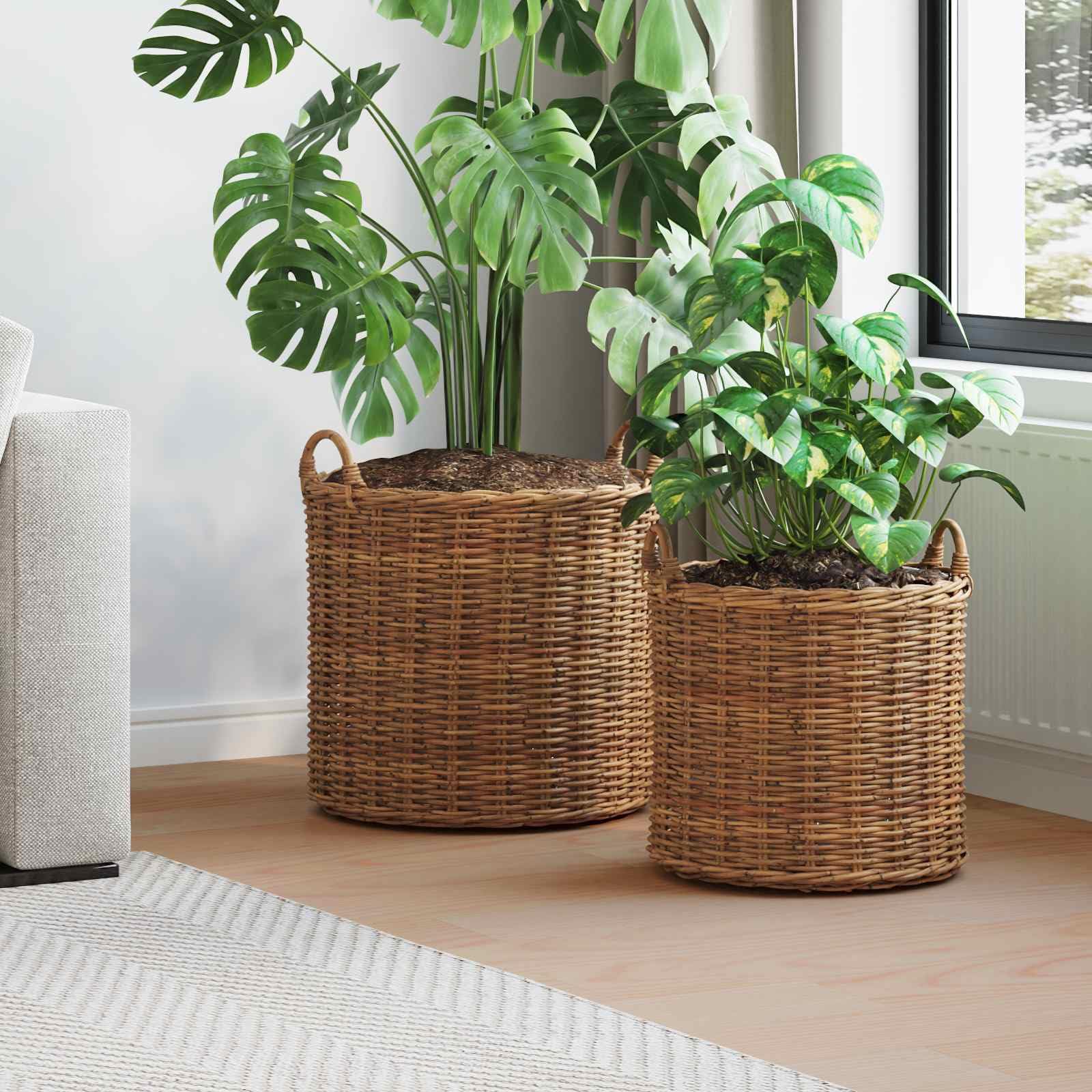 Generisch Blumentopf Körbchen mit Speicher 2 pcs Braun Lacak Rattan,Heim & Garten,Dekoration,Körbe-42020952