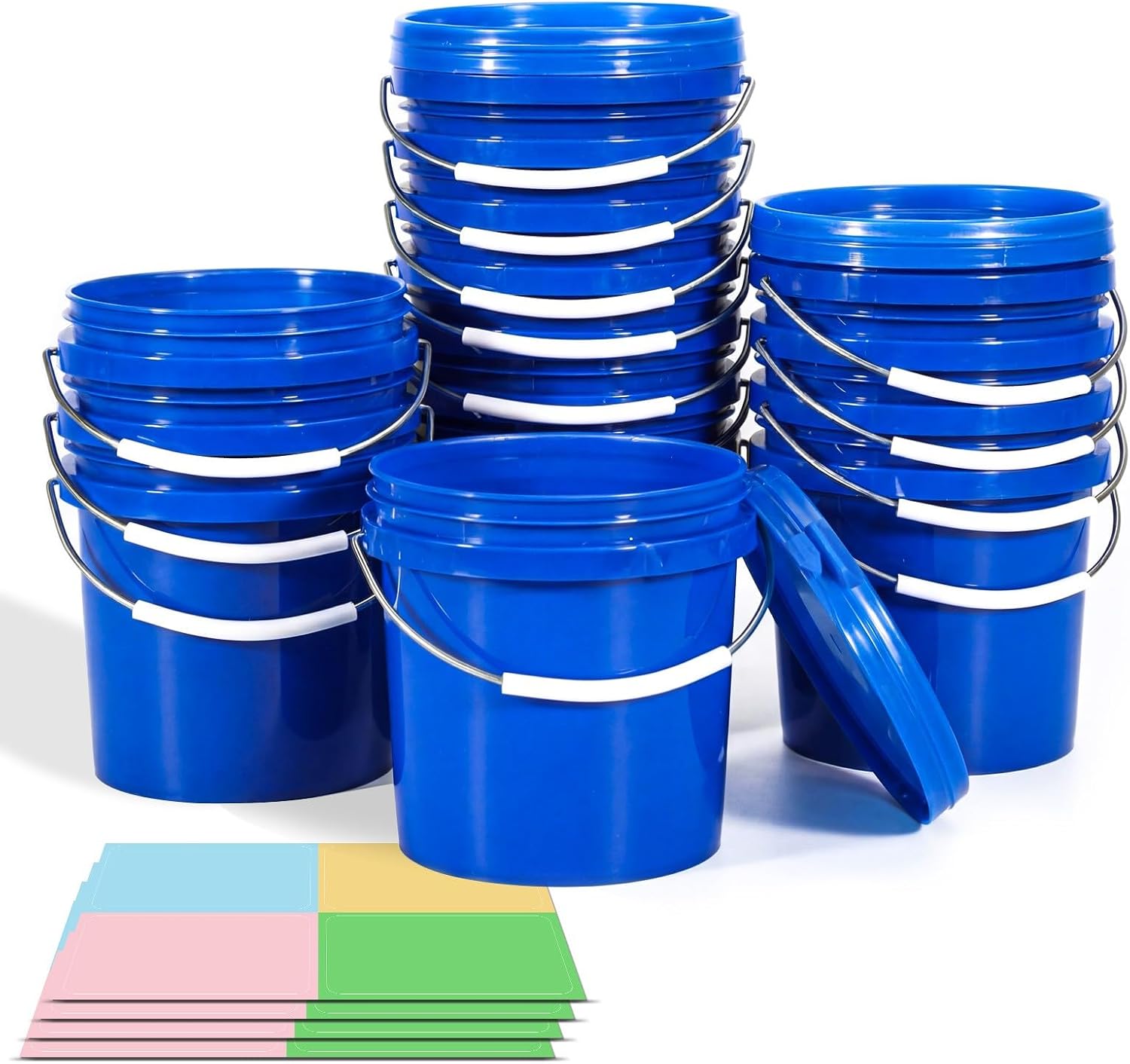 ASEVAT 16 Pack White 0.5-Quart Mini Plastic Pails with Lids and Handles, Multipurpose Small Storage Buckets for Candy, Gifts & Crafts