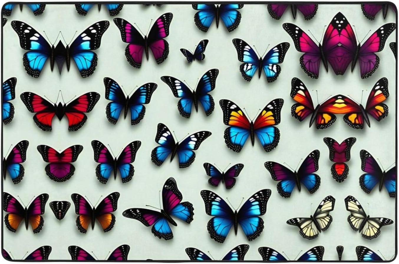Butterfly and Cello Print Area Rug,Super Soft Rugs for Living Room, Soft Carpet for Bedroom and Kids Room, Home Decor
