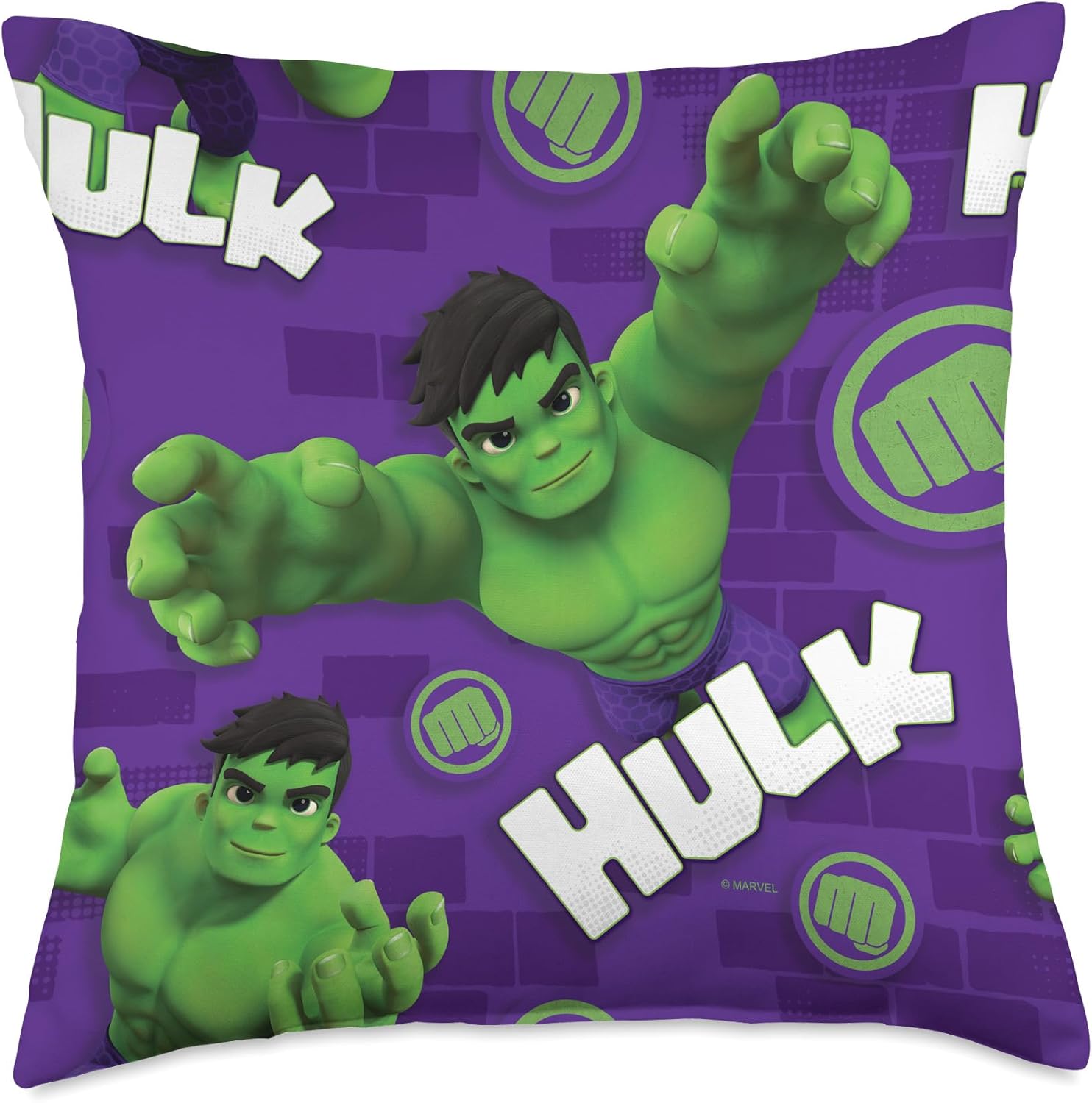 Marvel Spidey and His Amazing Friends Hulk Print Throw Pillow