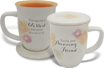Abbey & CA Gift Amazing Friend Floral Mug & Coaster Set, Multi
