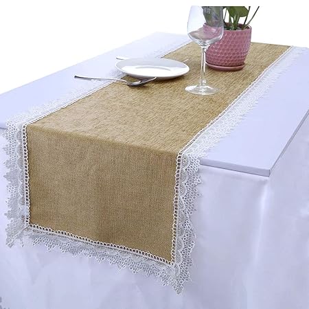 mookaitedecor Yellow 15 x 75 Inch Lace Table Runner Party Decoration