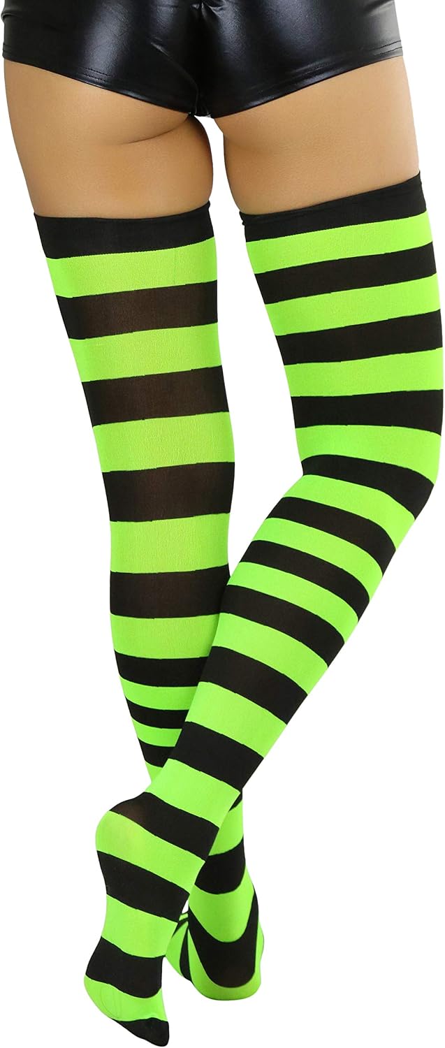 ToBeInStyle Women’s Vibrant Horizontal Wide Striped Thigh High Stockings
