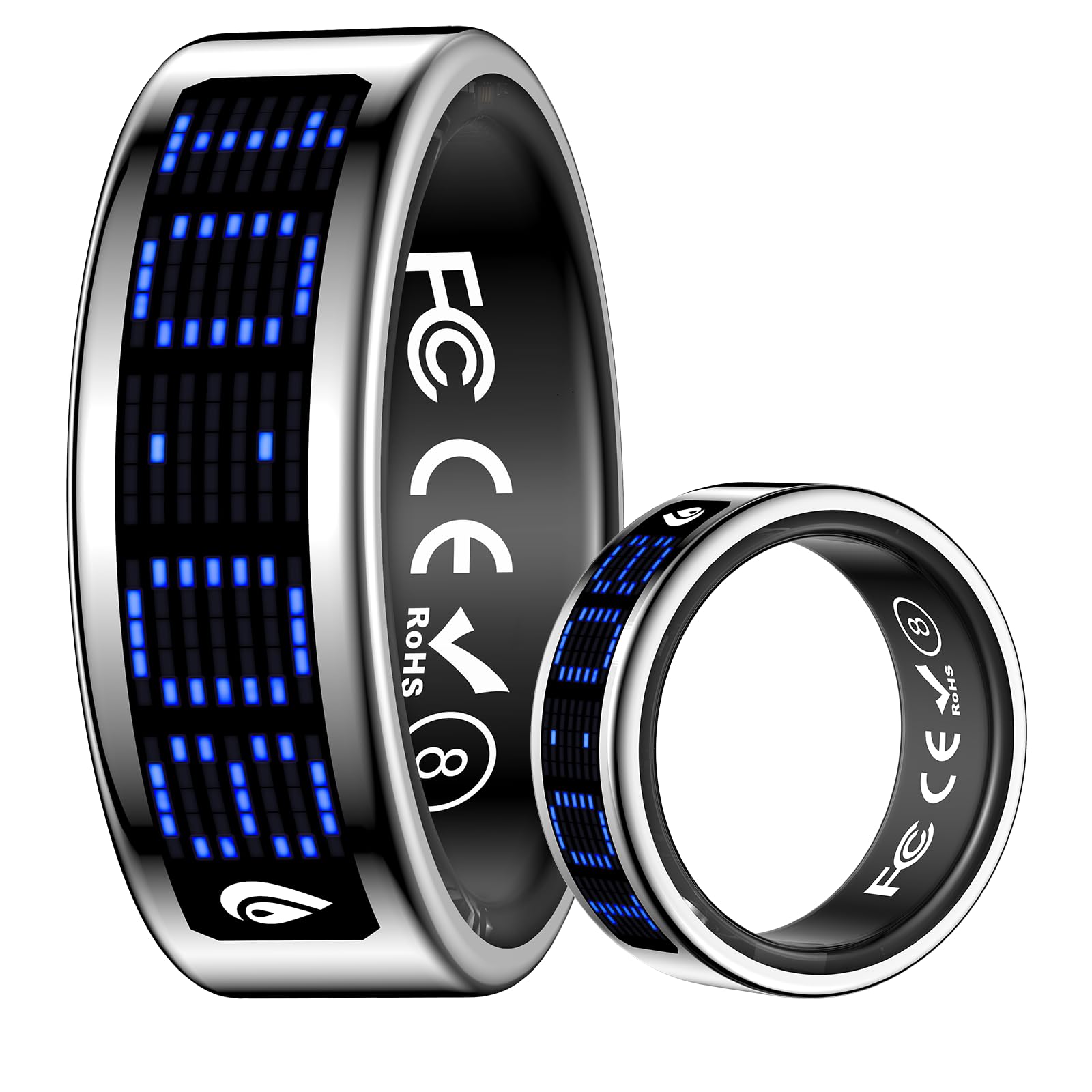 Smart Ring for Women Men Health Ring Fitness Tracker with Sleep Monitor Heart Rate Monitor Distance Screen Display for Android iOS