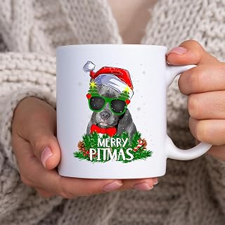 Funny Christmas 2022 Merry Pitmas Pitbull Dog Ugly Christmas BlackMug, Tea Mug, Tea Cup, Coffee Cup