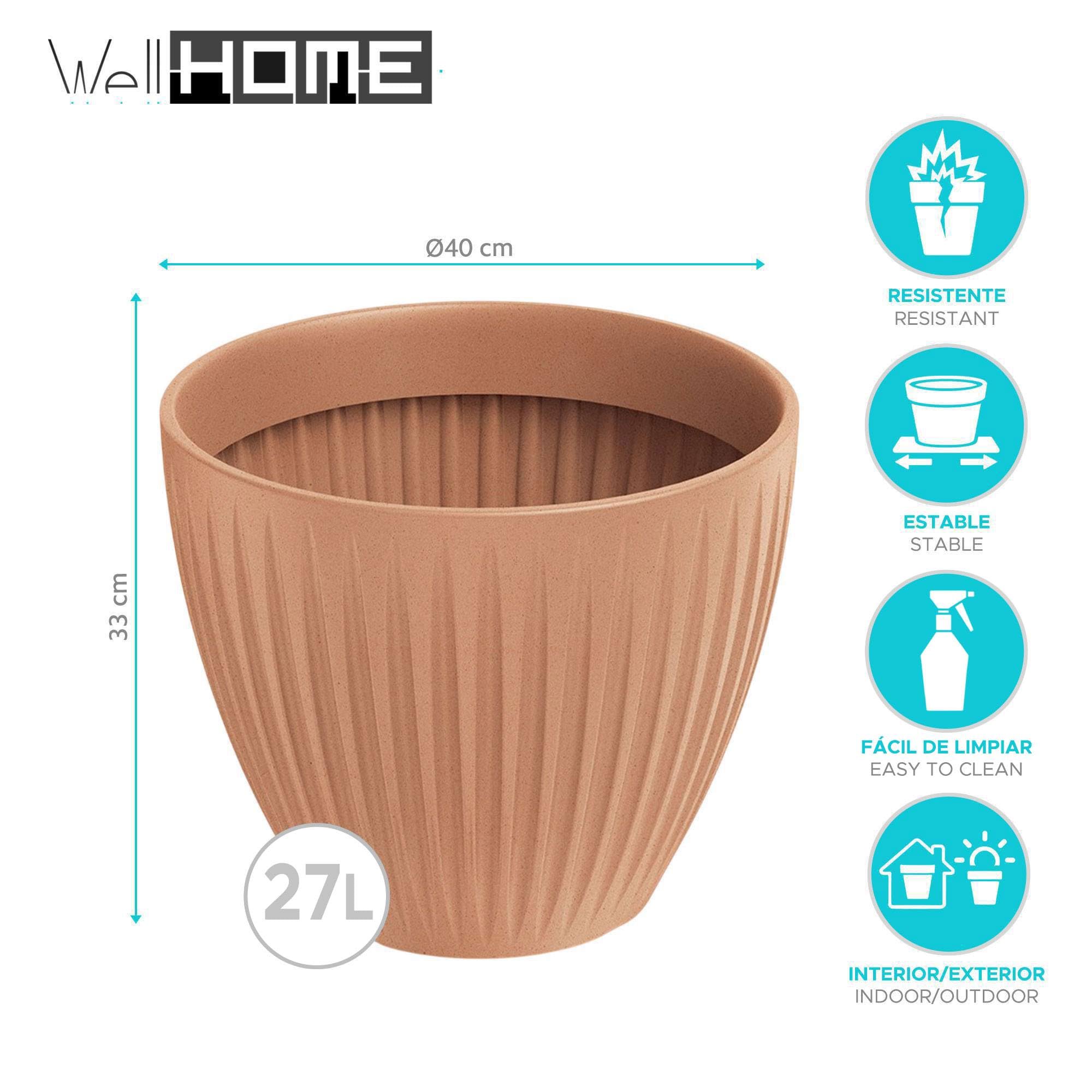 Well Home Maceta de Rotomoldeo Latia Round Ø40x33 Terracota
