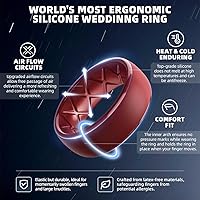 Vista 84 de Egnaro Anillos de boda de silicona para hombre: 1/4/6/7 Multipack de anillos de boda de goma con arco interior Diseño ergonómico transpirable