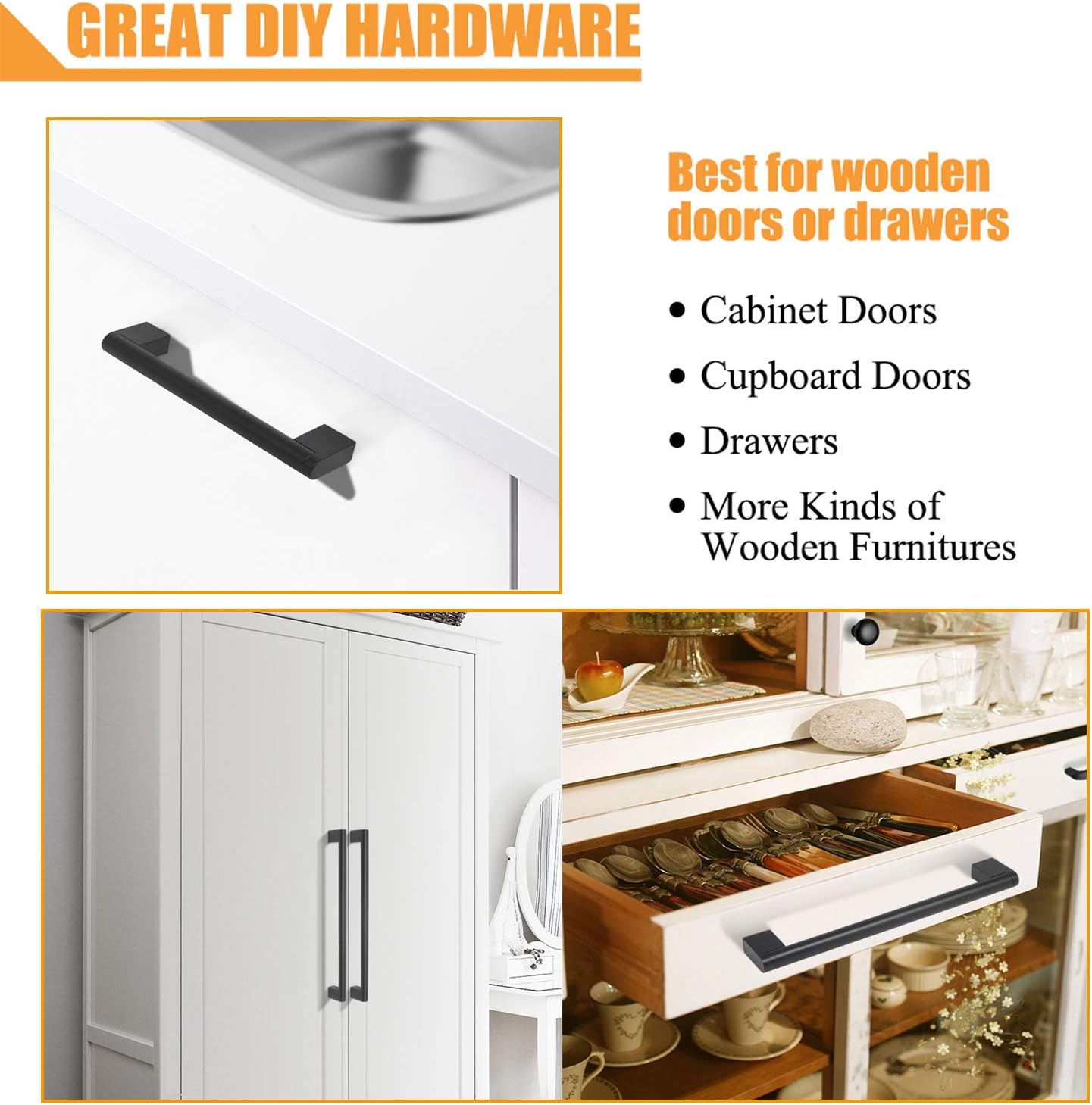 Suреr Brаndѕ (30 Pack) knobelite 8-4/5 Inch (224mm) Hole Centers Cabinet Handles,Modern Black Kitchen Cabinet Handles, Euro Square Boss Bar Pulls Stainless Steel Drawer Handles Dresser Cabinet Hardware