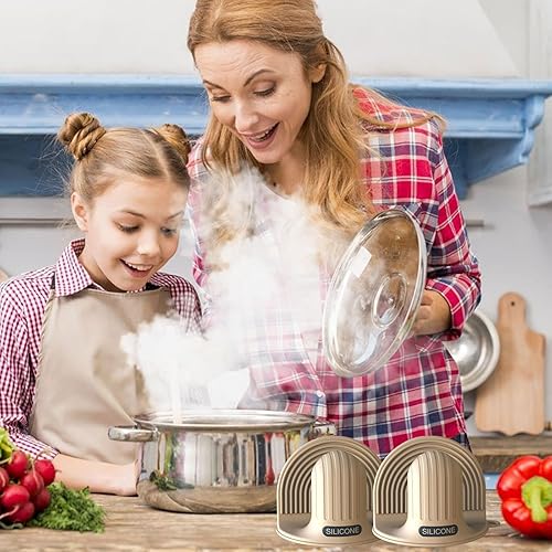 Miniatura 5 de Manoplas de horno de silicona y soportes para ollas para cocina, mini guantes resistentes al calor para hornear sartén, 1 par de guantes de horno