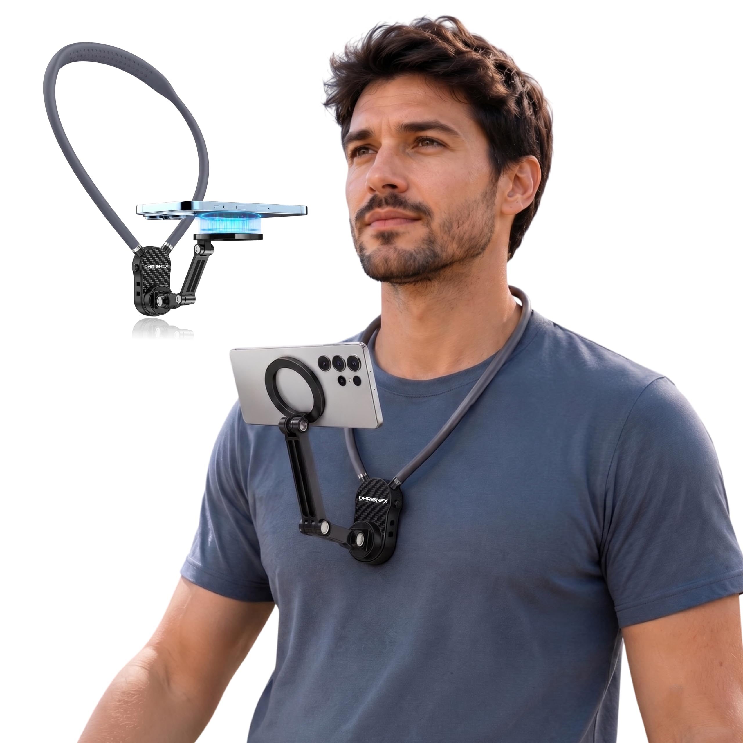 phone mount for video, reels, vlogging, travel magnetic phone holder for all devices