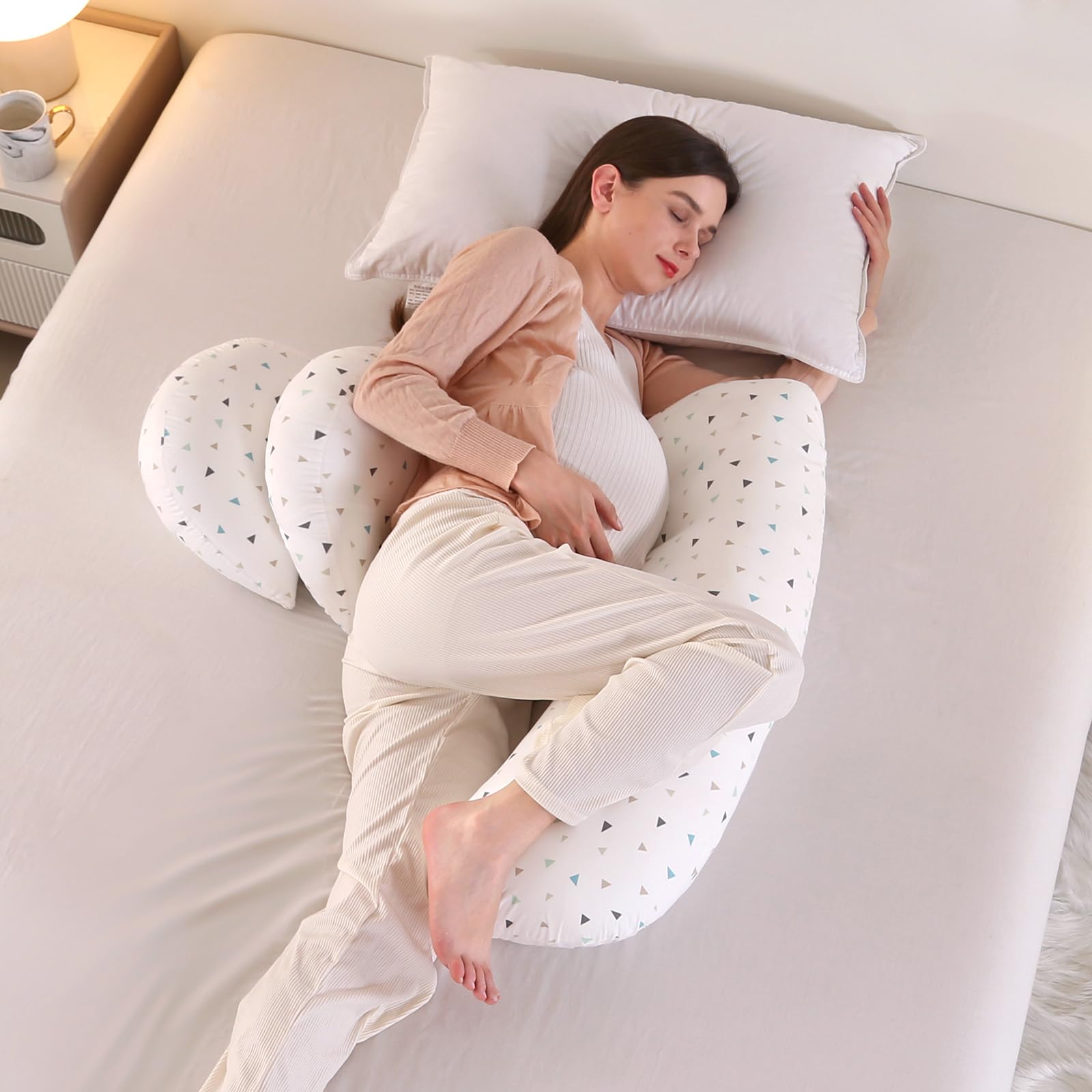 GKXLH Abnehmbarer Schwangerschaftskissen zum Schlafen mit Abnehmbarem Bezug | Verstellbarer Pregnancy Pillow, Doppelkeil Schwangerschaftskissen für Schwangere Stütze für Rücken, Bauch, Hüften, Beine