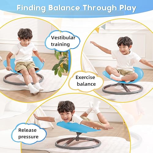 Miniatura 9 de BABAMU Juguetes sensoriales para niños, productos sensoriales para autismo, para sentarse y girar, juguetes para autismo, silla giratoria, silla