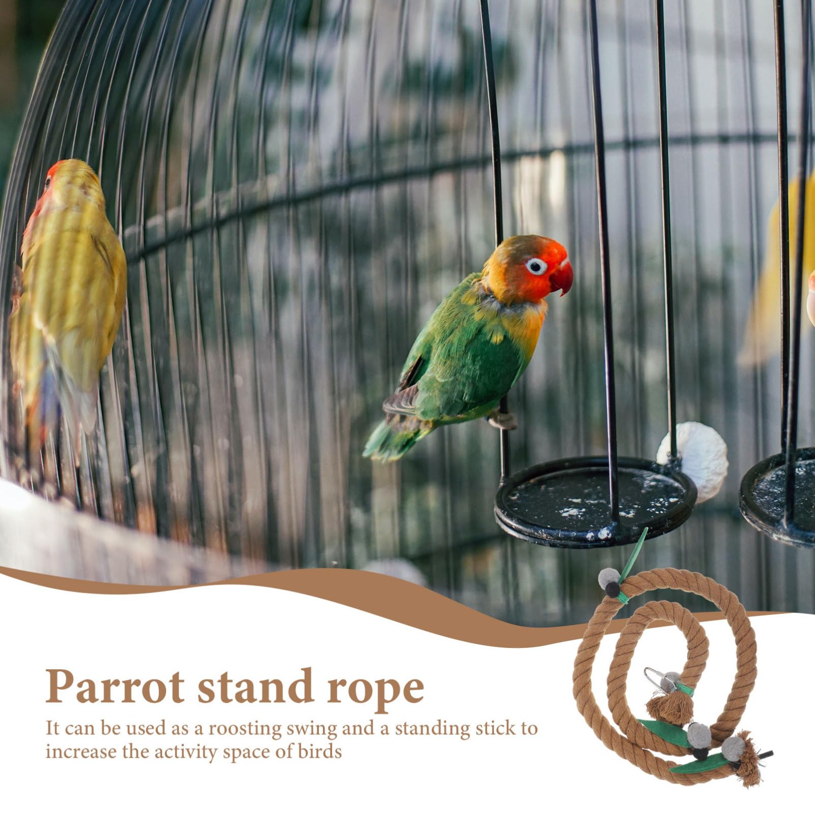 YARNOW 5 Uds Jaula para Pájaros Juguetes De Cuerda Percha para Pájaros Soporte para Jaula De Pájaros Cuerda para Columpio para Loros Juguete De Cuerda para Loros Juguete para Loros