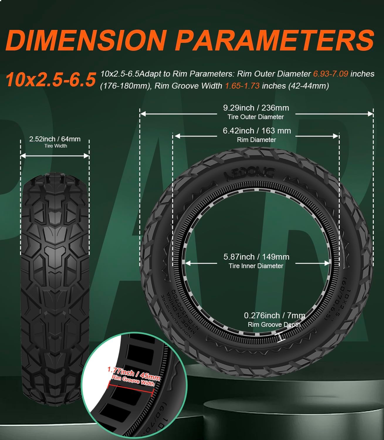 BANGTING 2PCS 60/70-6.5 Scooter Tire Tubeless - 10x2.50 Front or Rear Replacement Puncture-Proof Solid Tires, 10x2.50-6.5 Airless Off-Road Tire for Segway G30/G30D/G30LP/G30D II (Black)