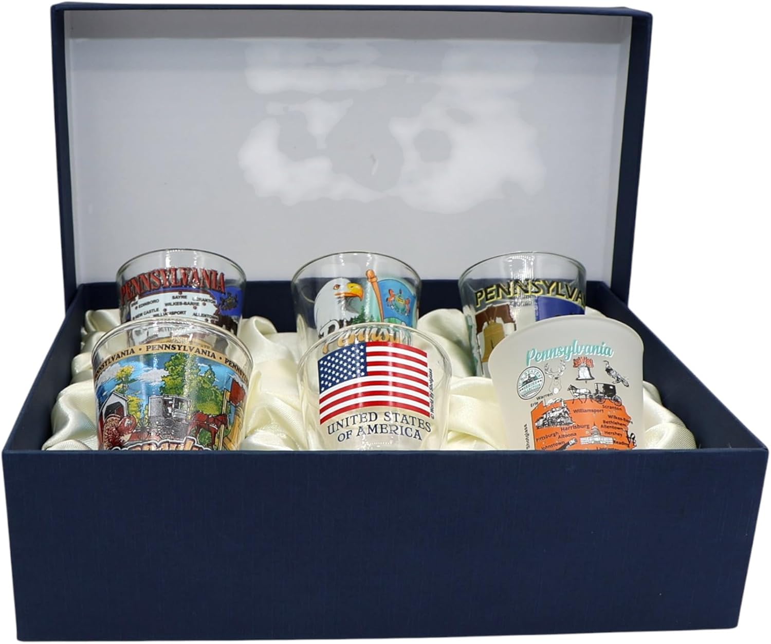 World By Shotglass Pennsylvania United States USA Souvenir Boxed Shot Glass Set (Set of 6)