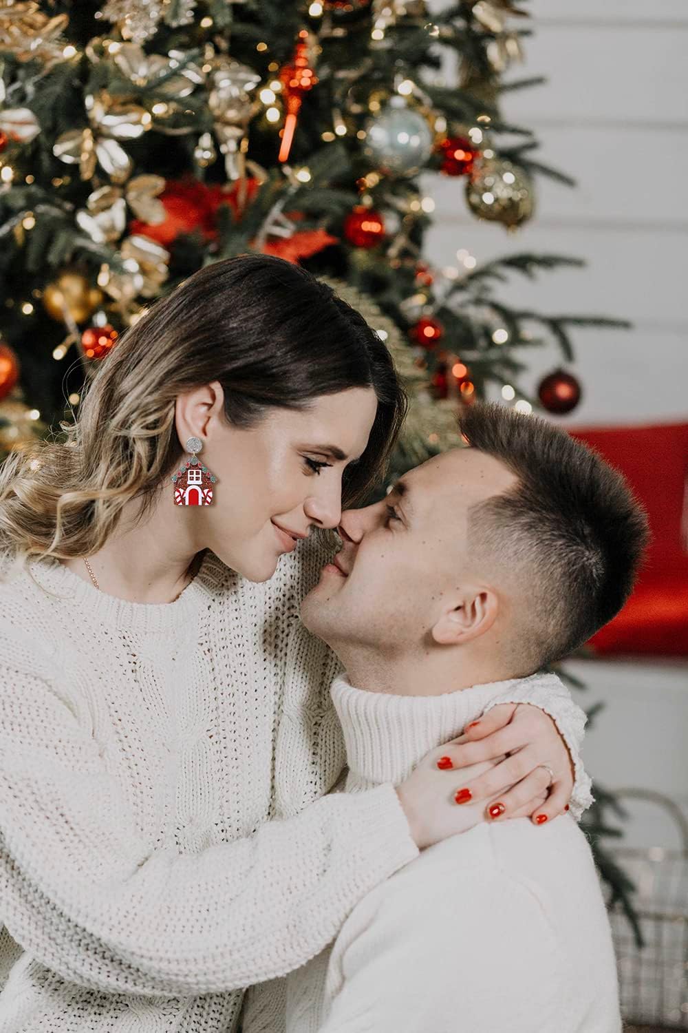 6/9 Pairs Christmas Earrings for Women Glitter Acrylic Christmas Tree Snowflake Reindeer Dangle Earrings Xmas Light Bulb Earrings Festive Holiday Accessory Jewelry Gifts - Image 4