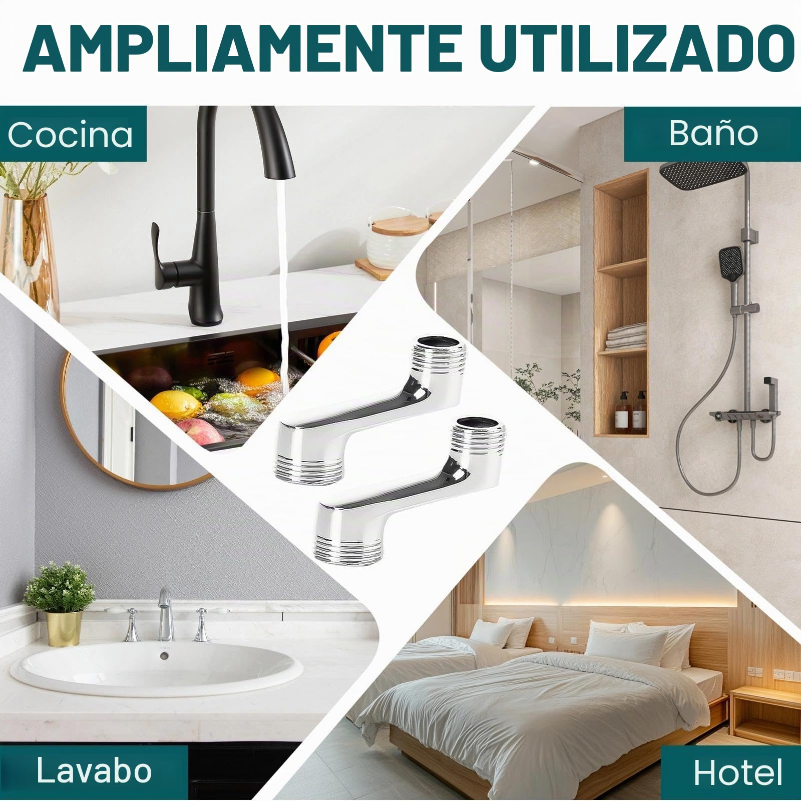 2 Piezas Excentricas Grifo, Latón G1/2 a G3/4 Conexión de Grifo en S, 42 mm de Desplazamiento, Plateado Adaptador para Ducha Ajustable, para Instalación y Ajuste de Grifos de Ducha