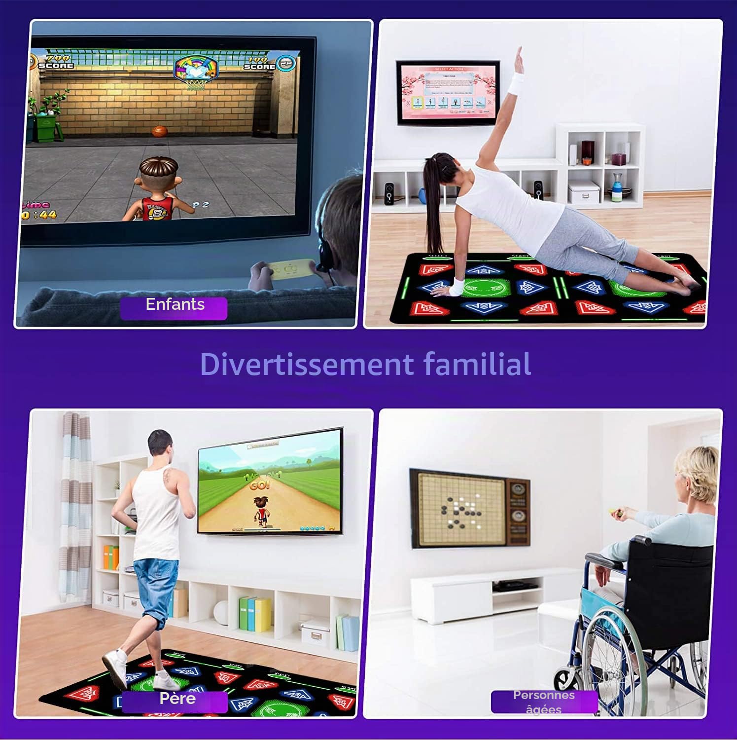 Tapis de danse HDMI, 64 Go, 1000 jeux, 81 vidéos MTV, 885 chansons. Combine la danse, le yoga, l'aérobic, la course, le sport et les jeux de réflexion pour enfants. Matériau en flanelle,