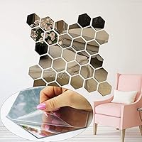 Vista 6 de BetterJonny - 24 calcomanías de pared de espejo hexagonal, autoadhesivas, para bricolaje, espejo, espejos acrílicos, para decoración del hogar, sala