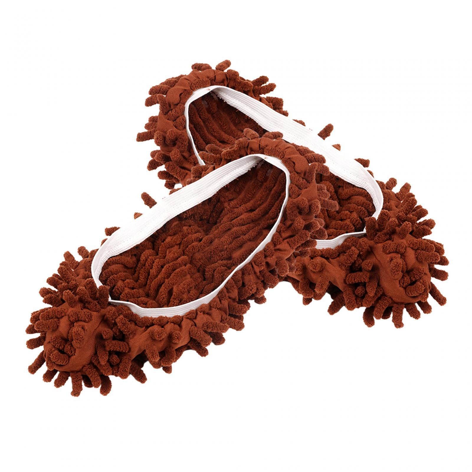 TWISAXC Reusable Floor Foot Cleaning Washable Mops Socks Allows Flexible Across Various Household Surfaces Good Water And Dust Absorption Dust Mop Slipper , Brown , 17x15cm