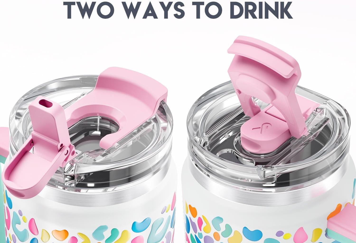 Meoky 32 oz Tumbler with Handle, Insulated Tumbler with Lid and Straw, Stainless Steel Travel Mug, Keeps Cold for 24 Hours, 100% Leak Proof, Fits in Car Cup Holder (Leopard) - Image 6