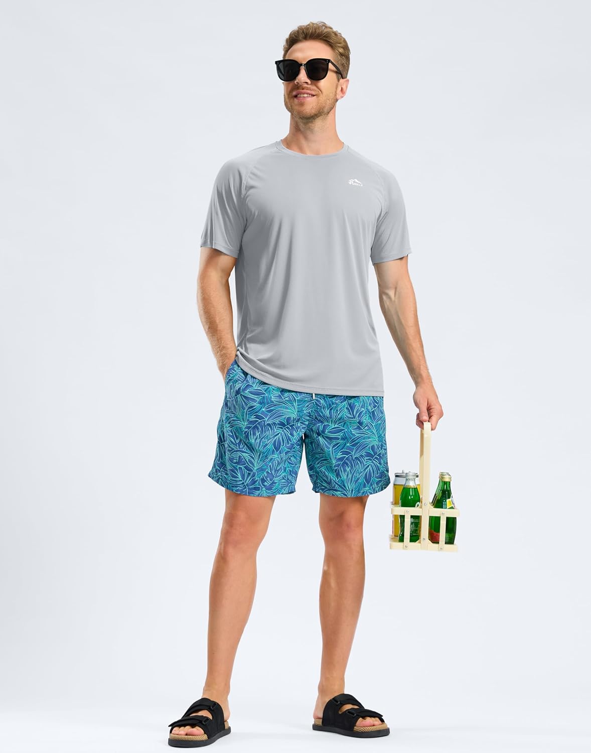 Pudolla Men's Rashguard Swim Shirts Short Sleeve UPF 50+ Sun Protection SPF Quick Dry Lightweight Water Fishing Beach Shirt - Image 6