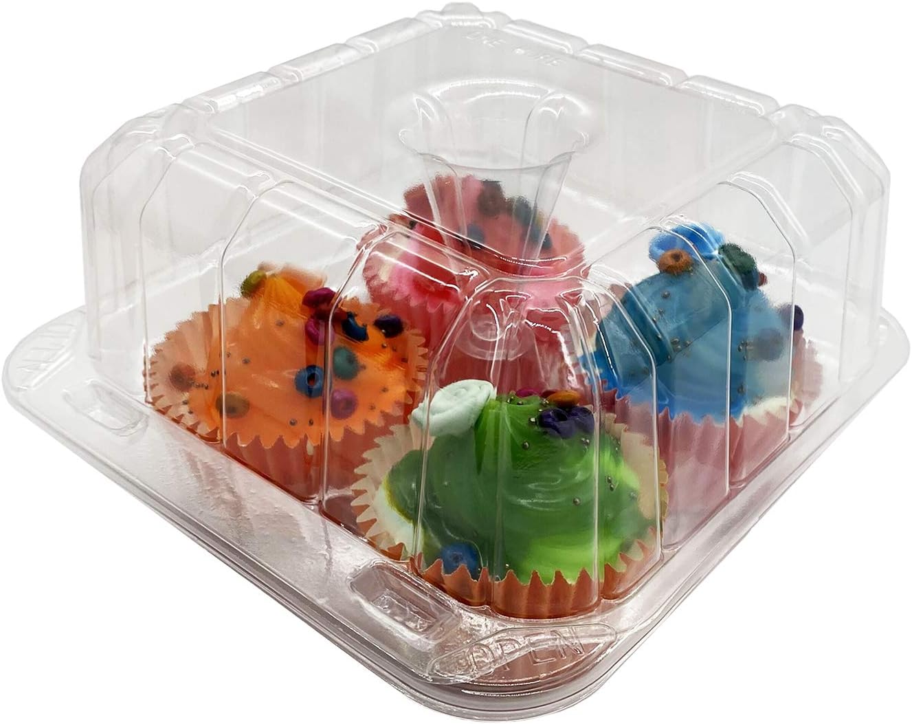Clear Cupcake Boxes 4 Cavity Holder,12PC Cupcake Holder