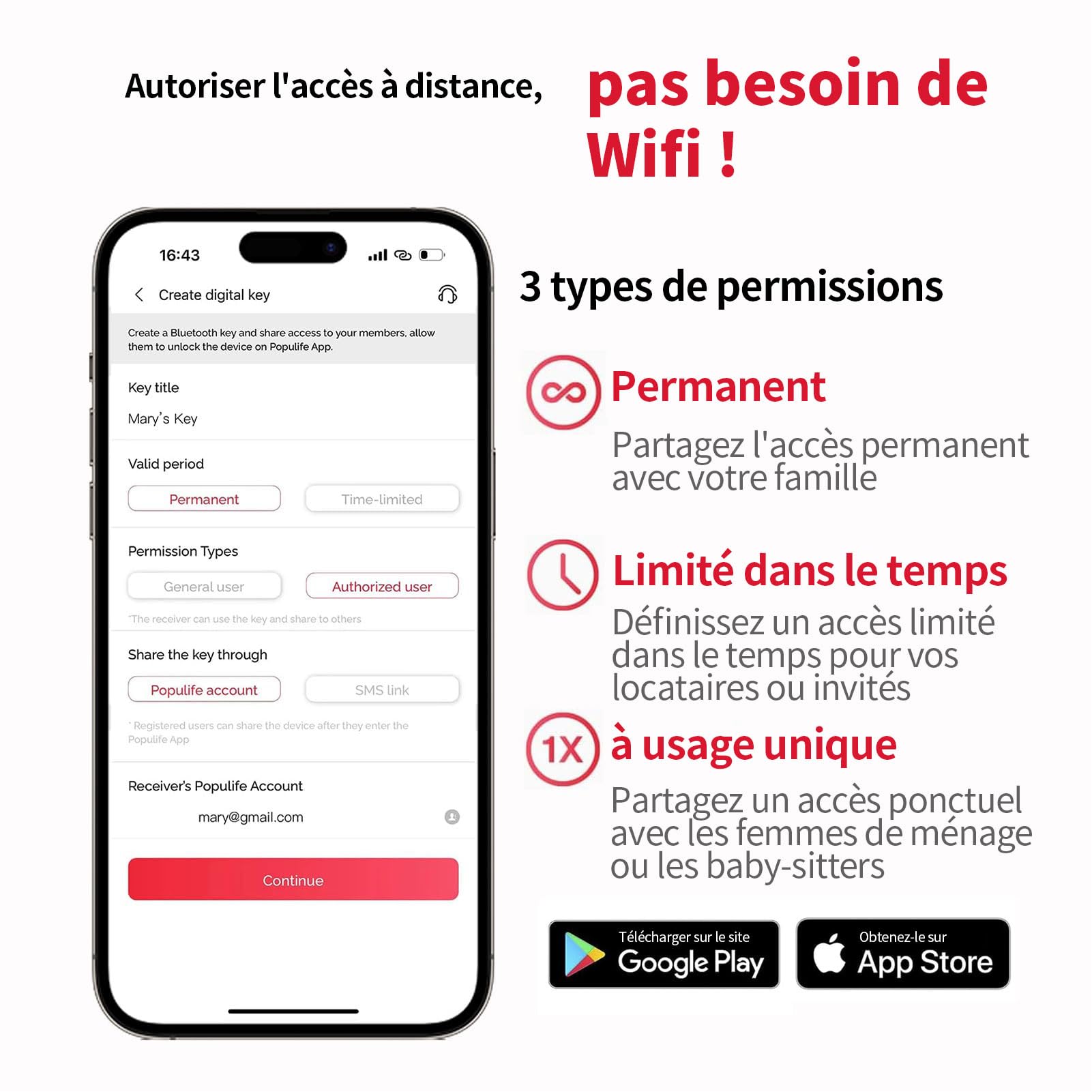 【Version Mise à Jour】Populife Smart Boite a Clef, Boite a Clefs Securisee Exterieur Sans Fil, Boite à Clé Électronique Bluetooth et Types de Codes Multiples, IP66 Étanche
