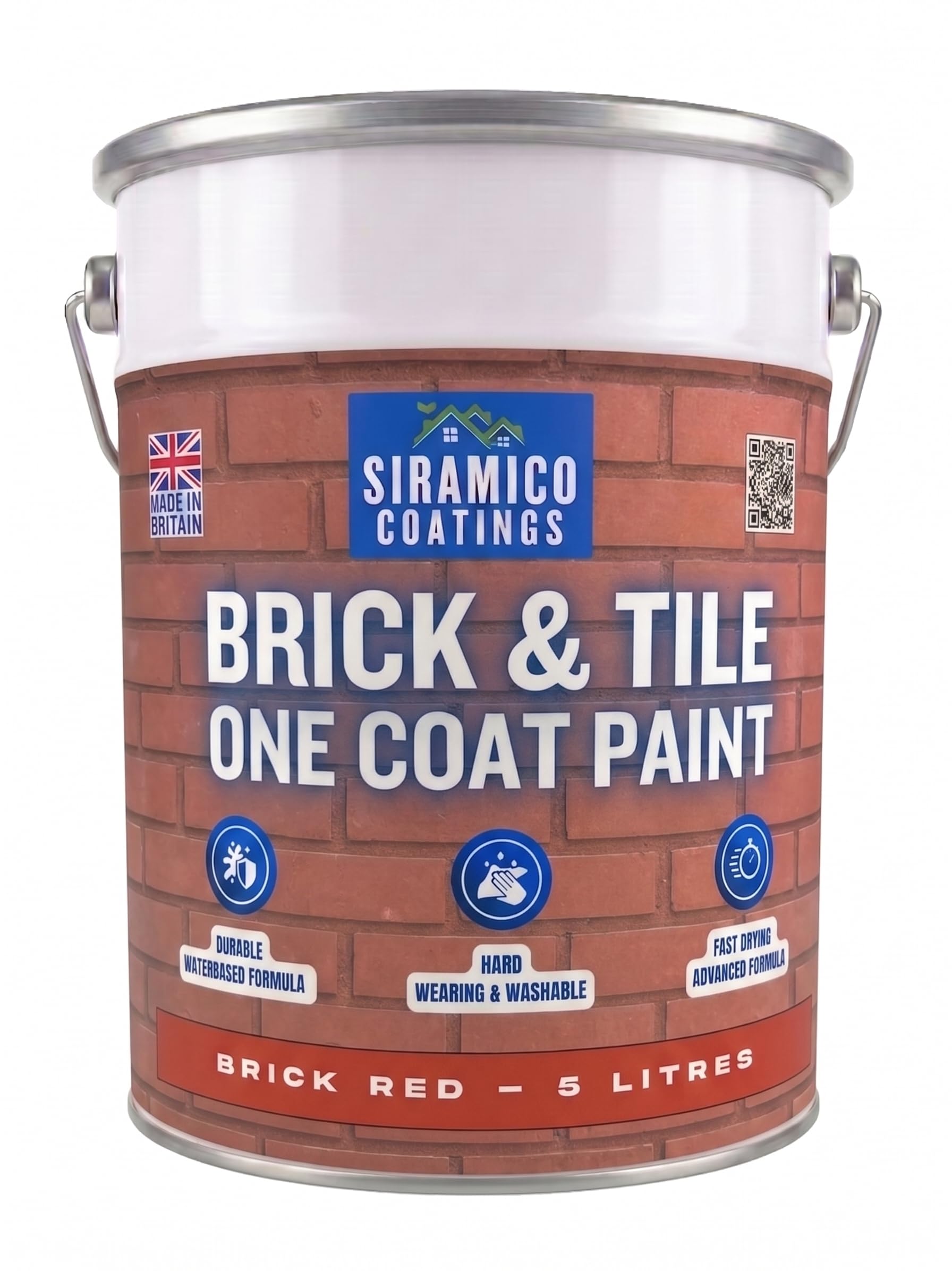 Siramico Coatings Brick Red Brick & Tile Paint | 5L - Red | Matt Finish | Interior & Exterior Surfaces For Brick, Tile, Concrete & Stone