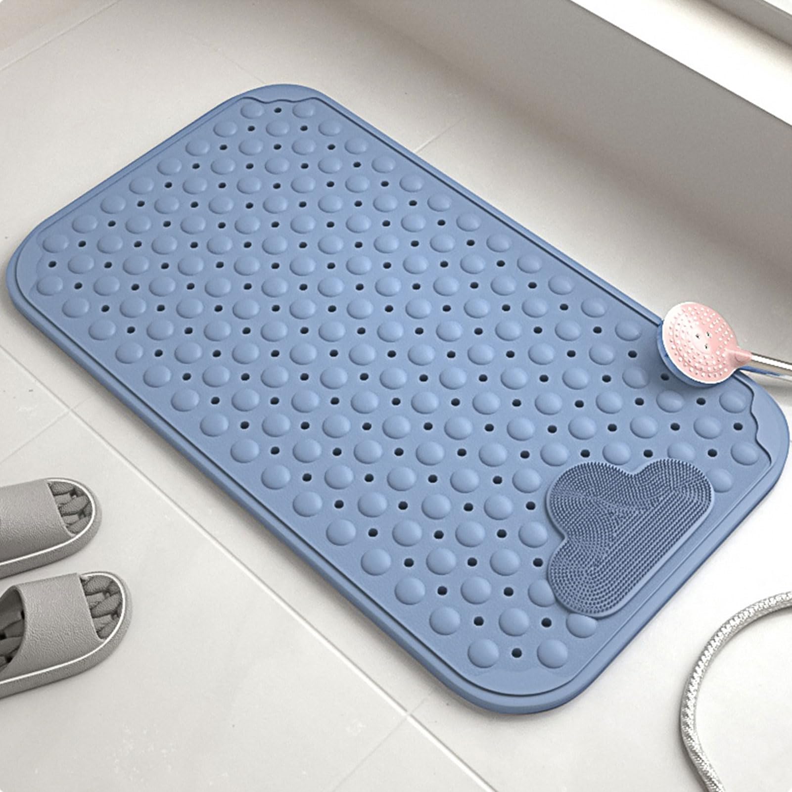 Shower Mat Non Slip, Bathroom Mats, Shower Mats for Inside Shower, Anti Slip Shower Mat for Elderly, Anti slip Bath Mat, Shower Mat with Suction Cups & Drain Holes, Machine Washable 70 x 40 cm